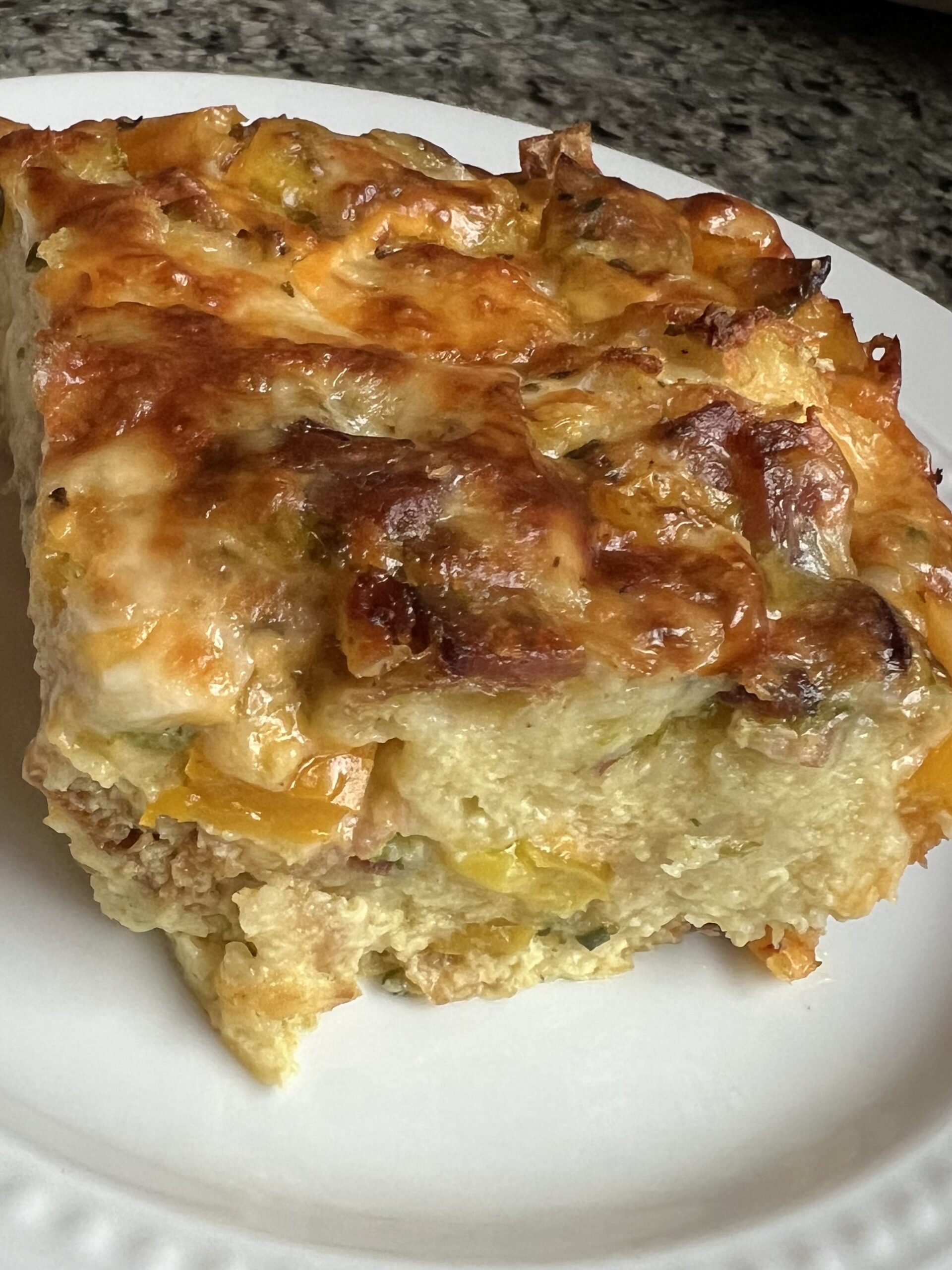 Overnight Green Chile, Bacon, and Pepper Strata